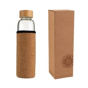VANILLA SEASON INDAUR Water bottle made of borosilicate glass with cork sleeve