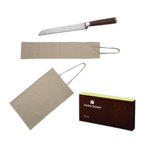 VANILLA SEASON ABADAN Practical set of kitchen knife and two bags for bread